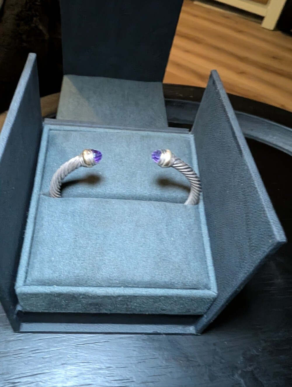 Authentic David Yurman 5mm Cable Classic Bracelet – Amethyst & 14K Gold Box